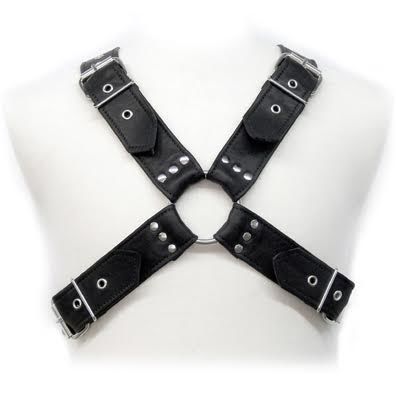 Leather Body - Leather Body With Leather Harness Buckles (Black Color, Adjustable S-XL)