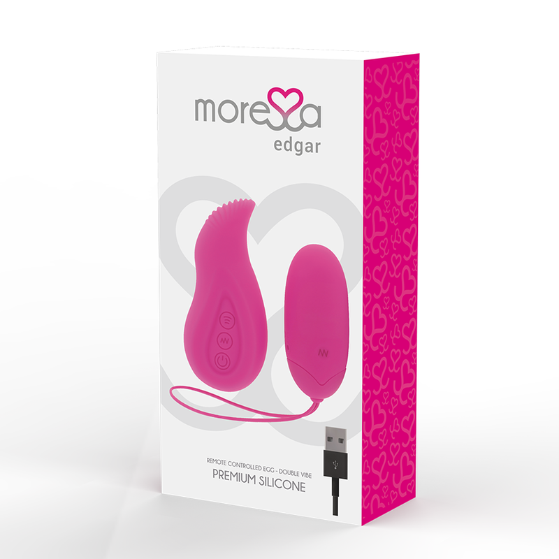 Moressa Edgar Premium Remote Control - Vibrator Set and Silicone Vibrator Egg, Rechargeable