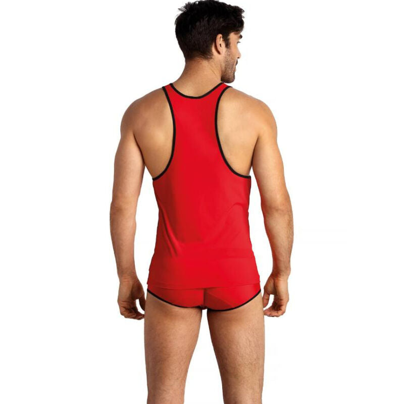 Anais Men - Soul Top S in Red Microfiber with Black Trim