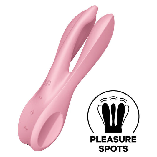 Satisfyer Vibrator - Threesome 1 Pink, Vibrator with 3 Powerful Motors, Clitoral Stimulation, Water Resistant, Soft Silicone, 15 Year Warranty