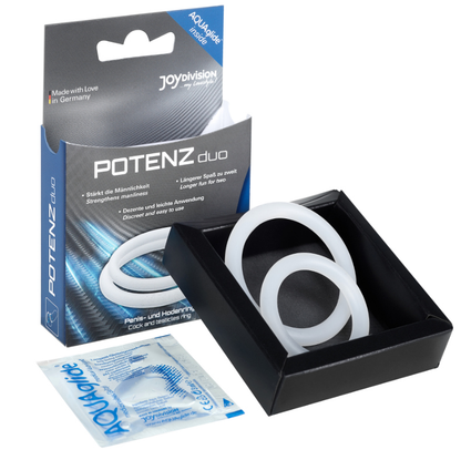 Joydivision Potenzduo - M White Penis and Testicle Rings Set