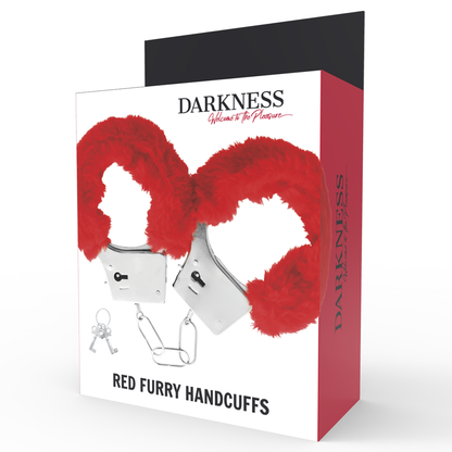 Darkness Bondage - Padded Metal Handcuffs with Chain and Red Keys