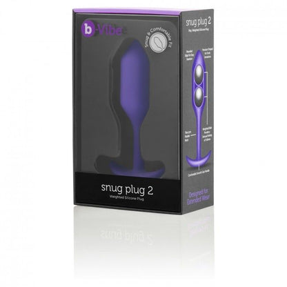 B-Vibe Snug Anal Plug 2 Purple, Silicone Seamless, Weight 114g, Ergonomic Shape, Water Resistant