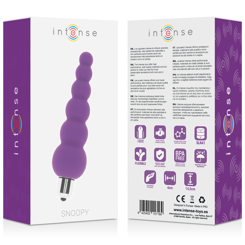 Intense Anal Toys - Intense Snoopy, Anal and Vaginal Vibrator, 7 Vibration Modes, Soft Silicone, Water Resistant