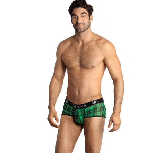 Anais Men's Boxer &amp; Brief - Magic Brief L, Sexy Checkered Soft Lycra Underpants, Green &amp; Black