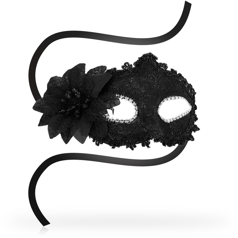 Ohmama Masks - Venetian Style Anti Haze Masks With Side Flower, Black