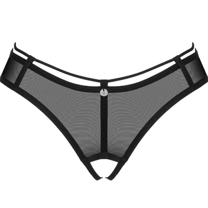 Obsessive Panties &amp; Thong - Roxelia Crotchless Thong XL/XXL, Black, Translucent Mesh, Comfortable Material