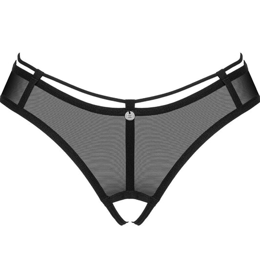 Obsessive Panties &amp; Thong - Roxelia Crotchless Thong XL/XXL, Black, Translucent Mesh, Comfortable Material