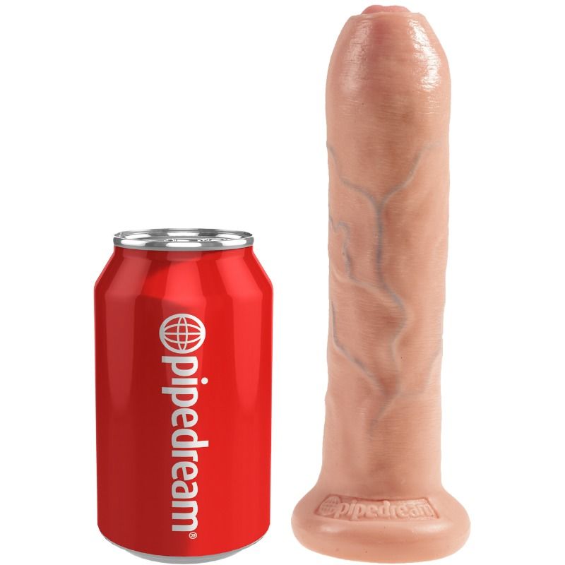 King Cock Realistic Dildo Realistic Uncut Flesh 21cm - Phthalate Free, Latex Free, Body Safe, Made in USA