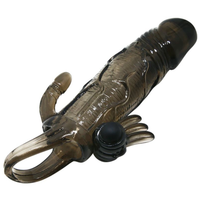 Baile For Him - Brave Man Clitoral And Anal Stimulation Double Bullet Black 16.5cm Realistic Penis Cover With Advanced Functions