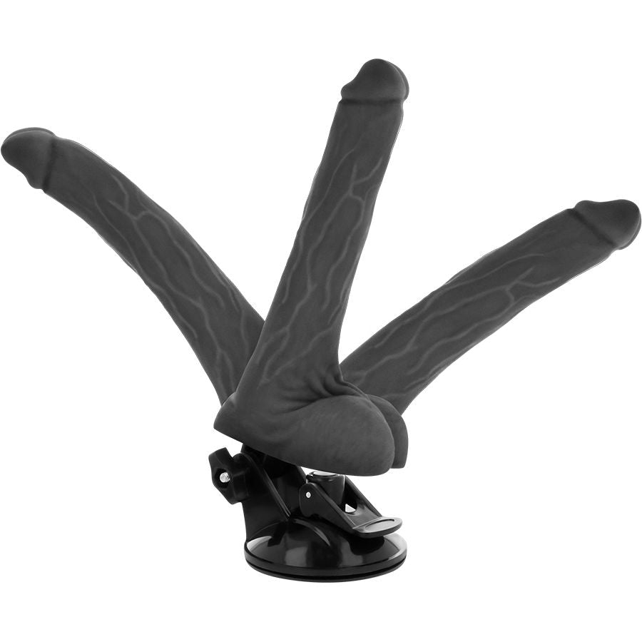 Basecock - Realistic Articulating Remote Control Black 18.5 cm, 12 Vibration Modes, Silky TPE Material