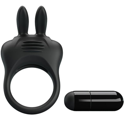 Pretty Love - Davion Davion Rabbit Vibrator Ring with Clitoris Stimulation Function, Black