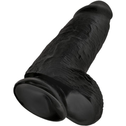 King Cock - Chubby Realistic Penis 23 Cm Black with Suction Cup, High Quality PVC