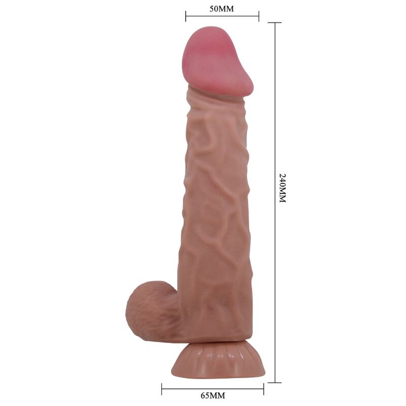 Pretty Love High Grade- Dildo Realist Cu Piele Alunecătoare Cu Ventuză Maro 24 Cm