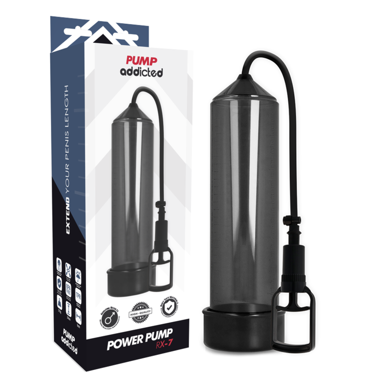 Pump Addicted - Addictive Pump Rx7 Black, Insertable Length 24cm, Total Internal Diameter 6cm, Water Resistant, Phthalate Free