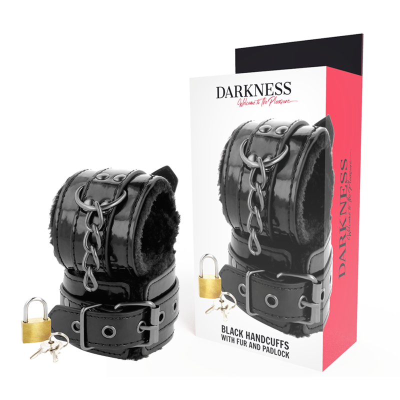 Darkness - Adjustable Black Leather Handcuffs With Lock