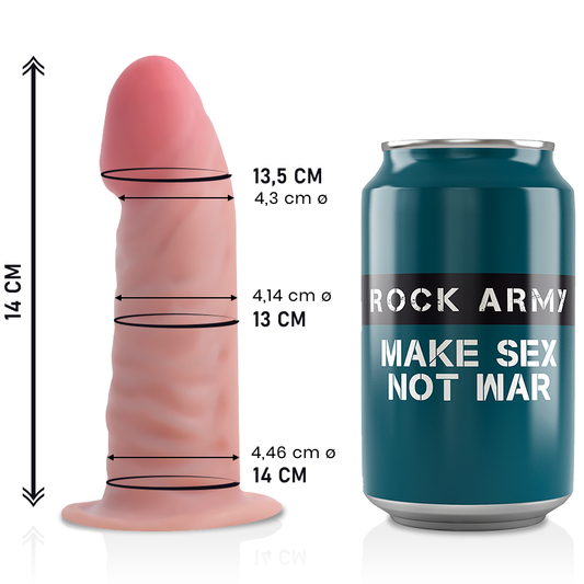 Rockarmy - Dual Density Tiger 14cm x 4.46cm, Realistic Dildo with Matte Surface and Suction Cup, Hypoallergenic TPE Material