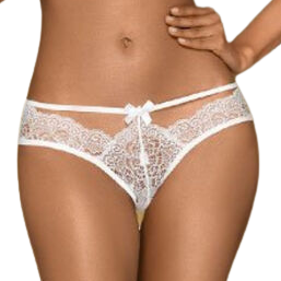 Penthouse Thong - Adore Me White S/M Floral Pattern Lace Bows Sensual Luxe