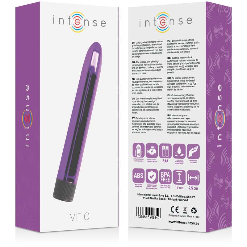 Intense Fun - Violet Vito Vibrator with Strong Vibrations, 17 cm x 2.5 cm