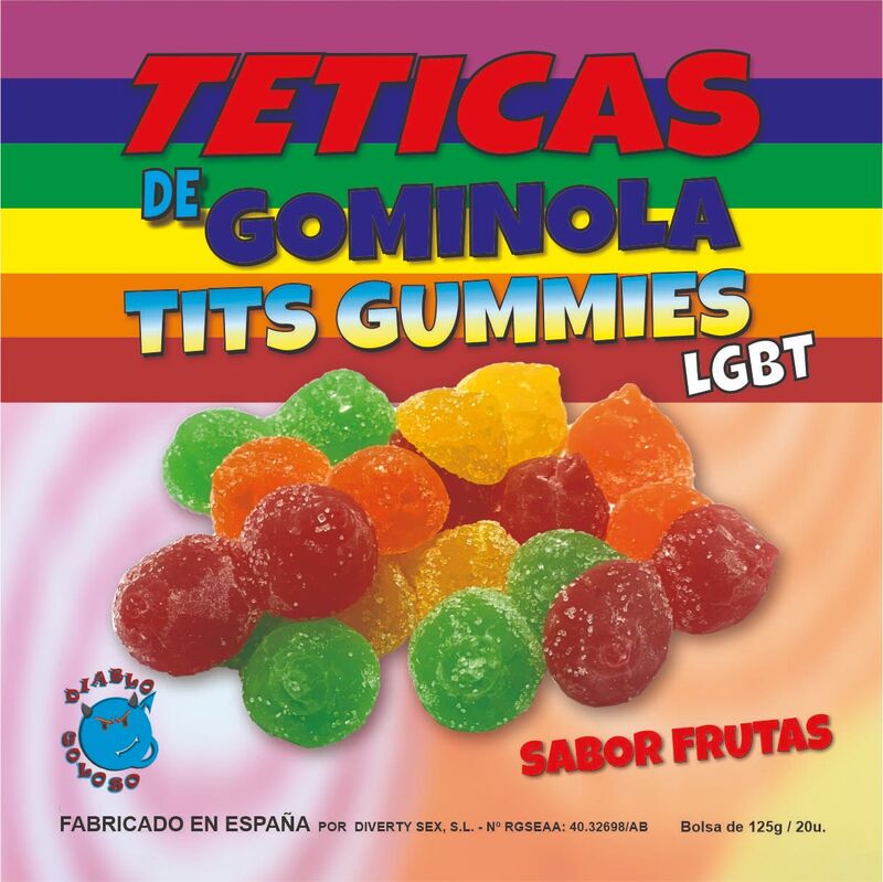 Diablo Goloso - Box Of Fruit Flavored Sugar Gummies, 6 Colors, Made In Spain LGBT Friendly /Es/Pt/En/Fr/It/