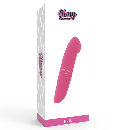 Glossy - Phil Pink Vibrator, G Spot Stimulation, Size 13cm, Powered by AA Battery