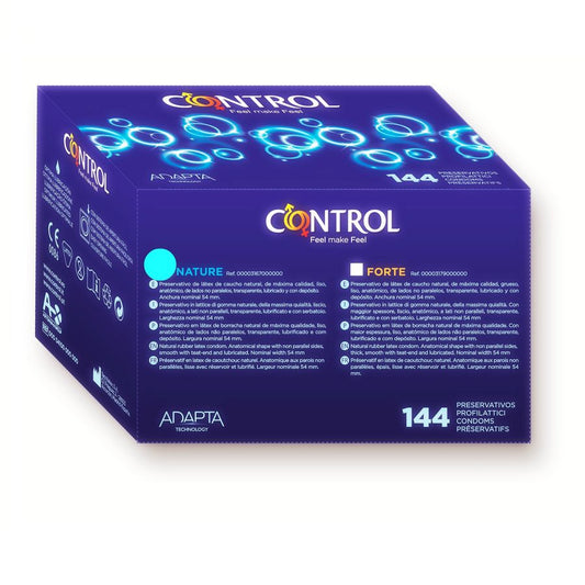 Control Adapta Nature Condoms 144 Units - Originals Range, Ergonomic Shape, Natural Relationship, Perfect Adaptability