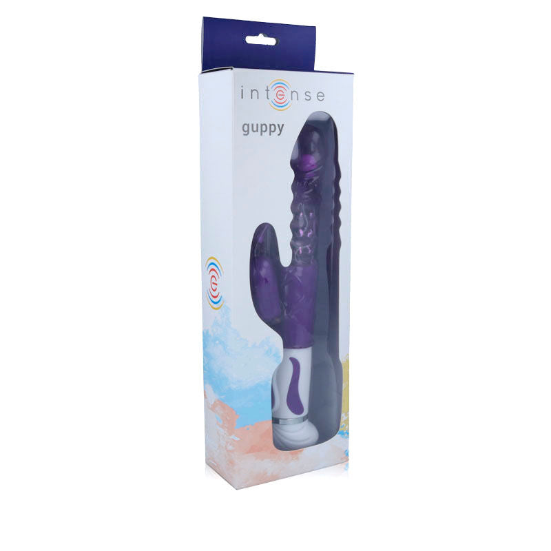 Intense Purple Rabbit Guppy Vibrator, 12 Vibration Modes and 4 Rotation Modes, Intense Couples Toys