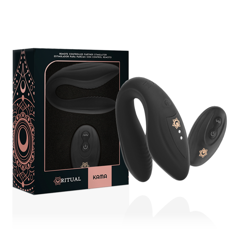 Rithual - Kama Remote Control Massager for Couples Black, with Hypoallergenic, Waterproof Silicone and 10 Vibration Programs