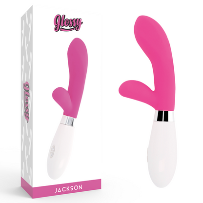 Glossy - Jackson Rabbit Pink, Silicone Vibrator with 10 Functions, 12cm, Operates on 2 AAA Batteries