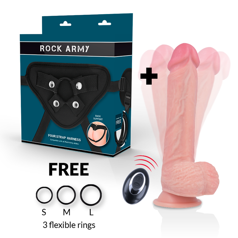 Rock Army - Harness + Apache Premium Silicone Vibrator Liquid With Remote Control 20.5 x 16.0 x 4.6 cm, Unisex