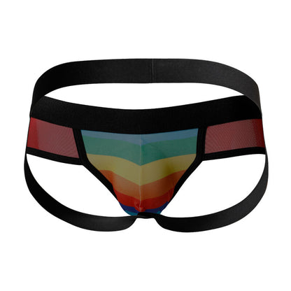 Cut4Men - Jockstrap Rainbow XL in Polyester and Elastane, Ideal for Active Lifestyle