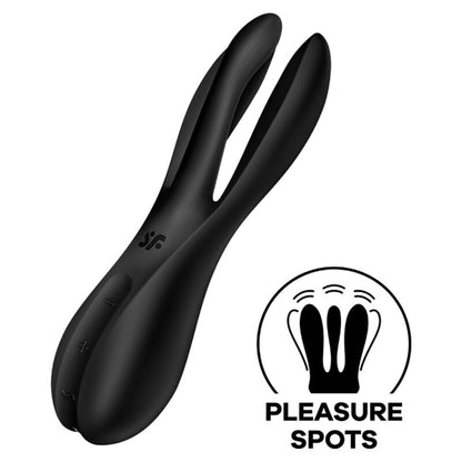 Satisfyer Vibrator - Threesome 2 Black, Vibrator with 3 Powerful Motors, Clitoral Stimulation, Water Resistant, Soft Silicone, 15 Year Warranty