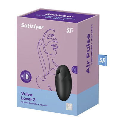 Satisfyer Air Pulse - Vulva Lover 3 Clitoral Stimulator with Air Pulse and Vibrator - Black, Soft Silicone, Waterproof (IPX7)