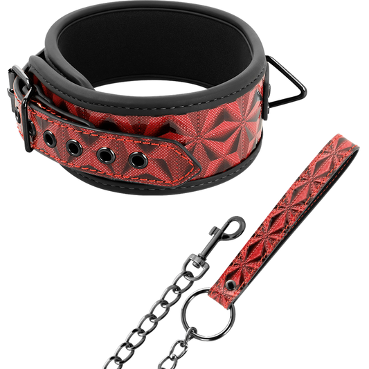 Begme Red Edition - Vegan Leather BDSM Collar With Nickel Free Metal Chain