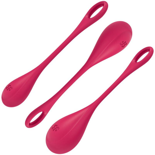 Satisfyer Balls - Ben Wa Yoni Power 1 Ball Training Set, Medical Silicone, 22g - 74g, Red