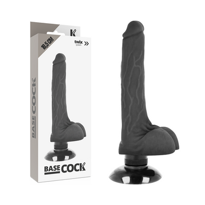 Basecock - Realistic 2-in-1 Vibrator Black, 18.5 cm