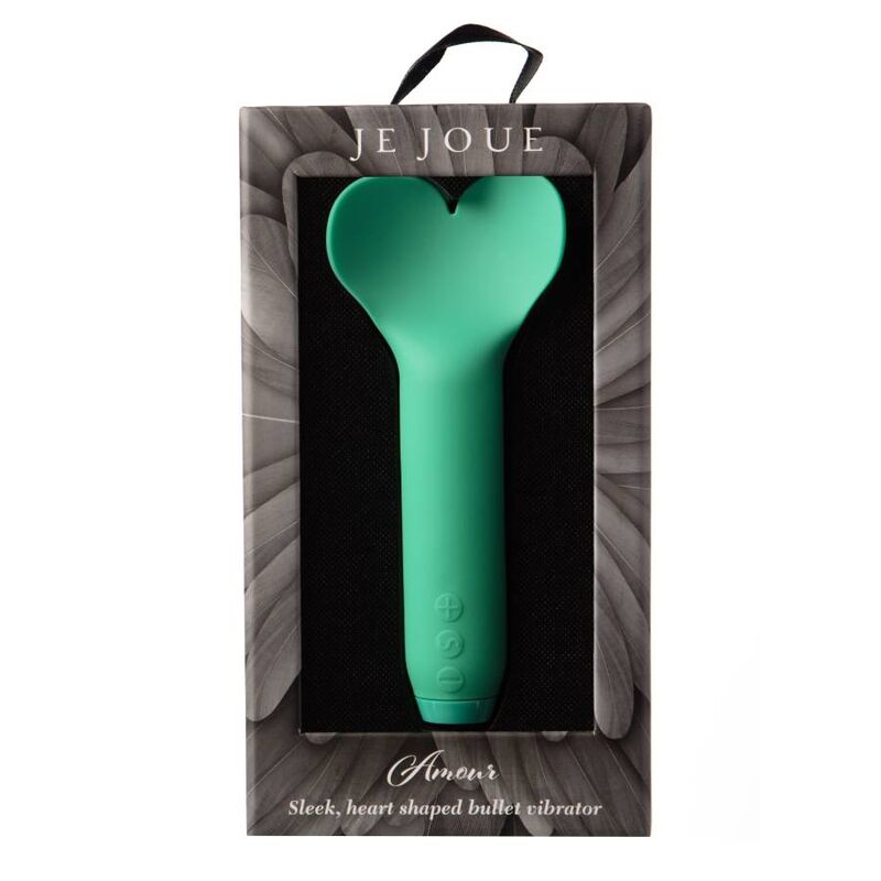 Je Joue - Amour Bullet Emerald Green, Heart Shape Compact Vibrator, 5 Speeds and 7 Patterns, Water Resistant, USB Rechargeable, Dimensions: 137.6mm x 55mm x 25mm