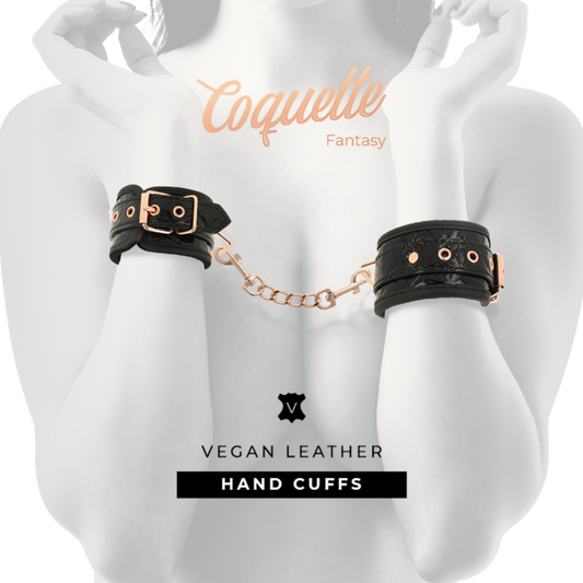 Coquette Fantasy Black Edition Handcuffs With Neoprene Lining - Adjustable BDSM Accessory, Vegan, Nickel Free