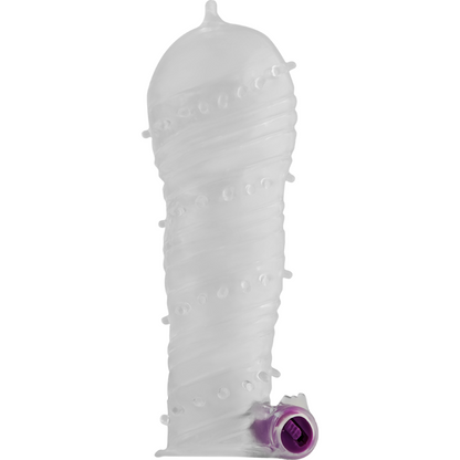 Ohmama Stimulating - Textured Penis Sheath With Wide Tip Vibrating Bullet, Diameter 4.5cm, Total Length 14cm