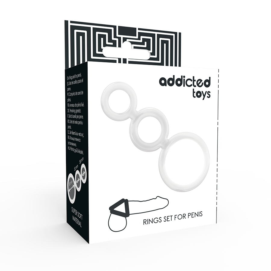 Addicted Toys Transparent Penis Rings Set, 3-Pack Penis Rings, Various Measures, Prevent Premature Ejaculation