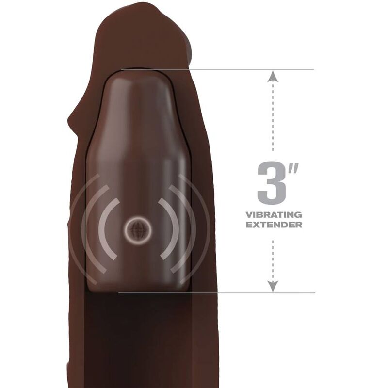 Fantasy X-Tensions - 22.86 cm Penis Extender Sleeve + 7.62 cm Remote Control Plug, Silicon Elite, Brown