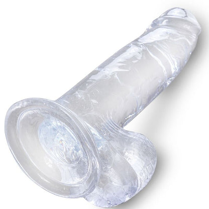 King Cock- Penis Realist Transparent Cu Bile De 15,2 Cm Transparent