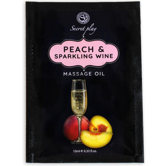 Secretplay - Peach and Sparkling Wine Flavored Massage Oil, 10 ml Sachet