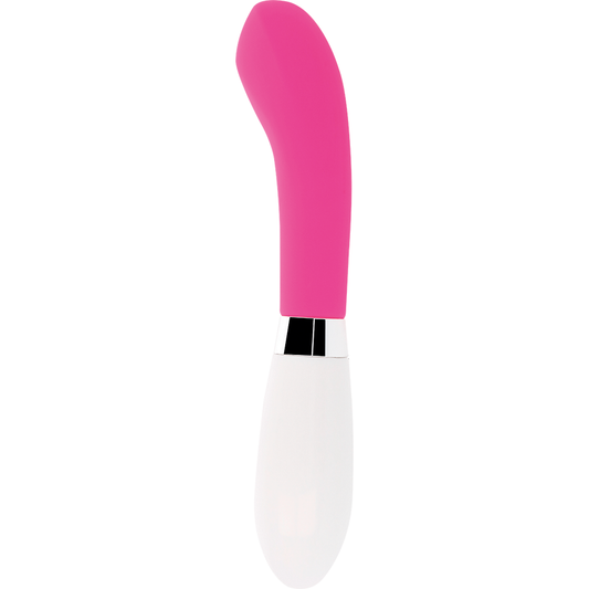 Glossy - John Pink Vibrator, Curved Vibrator with 10 Functions, Total Length 12cm, Silicone Material, Works with 2 AAA Batteries