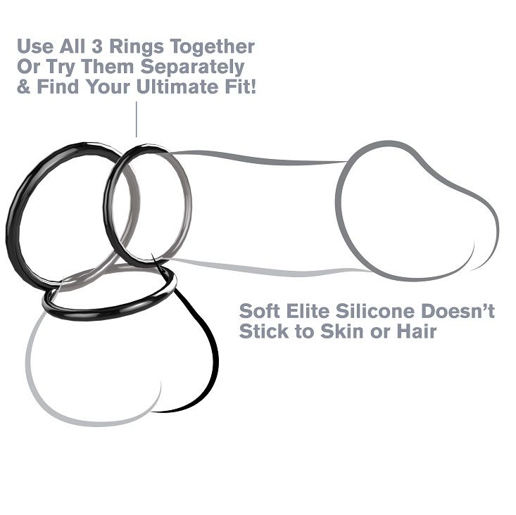 Fantasy C-Ringz - Set of 3 Silicone Resistance Rings for Strong Erections