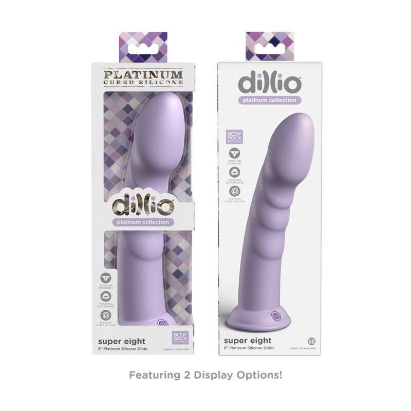 Dillio - Super Eight Platinum Collection Dildo 20.32 cm Violet - With Solid Suction Cup and Platinum Silicone