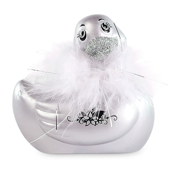 Big Tease Toys - I Rub My Duckie 2.0 | Paris (Silver) - Water Resistant Vibrating Massage Duck with 7 Vibration Modes and Swarovski Crystals