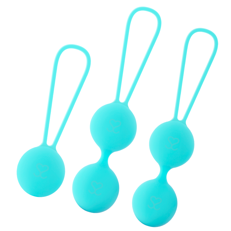 Moressa Osian Premium Turquoise Silicone Kegel Ball Set, Weight Osian One 51g, Osian Two 85g, Osian Three 101g, Recommended by Midwives and Gynecologists, 2 Year Warranty