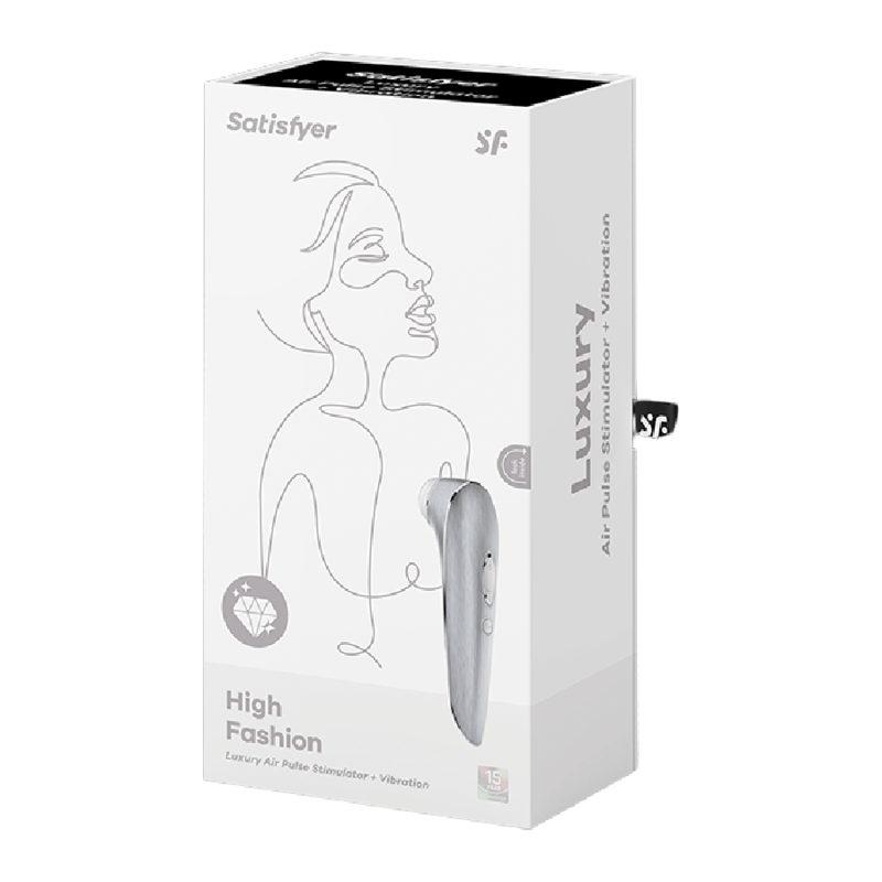 Satisfyer Luxury - Luxury Stimulator with Pressure Waves and Vibrations, Brushed Aluminum, Water Resistant, Black