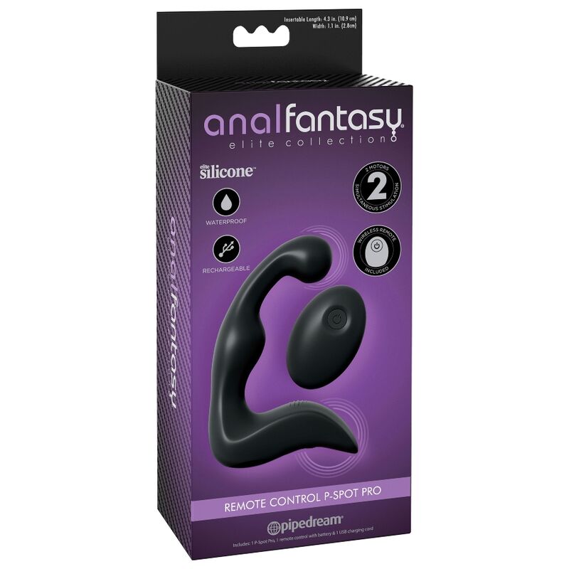 Anal Fantasy Elite Collection - P-Spot Pro Remote - USB Rechargeable - Length: 5.6 in, Width: 3.4 in, Insertion Length: 4.3 in